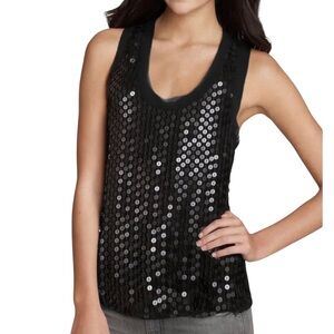 YA-DA Silk Sequins Beaded Racer Back Raw Edges